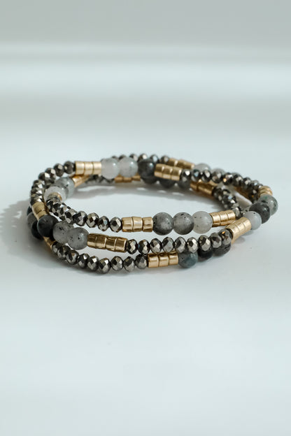 Andrea Grey Beaded Bracelet Set