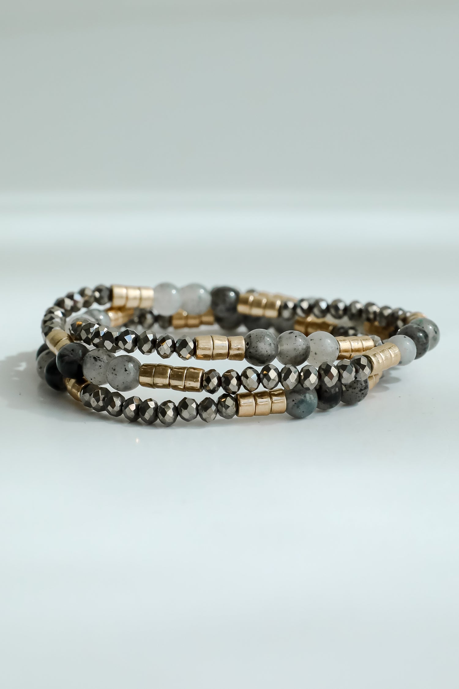 Andrea Grey Beaded Bracelet Set
