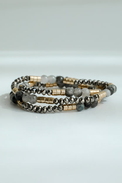 Andrea Grey Beaded Bracelet Set