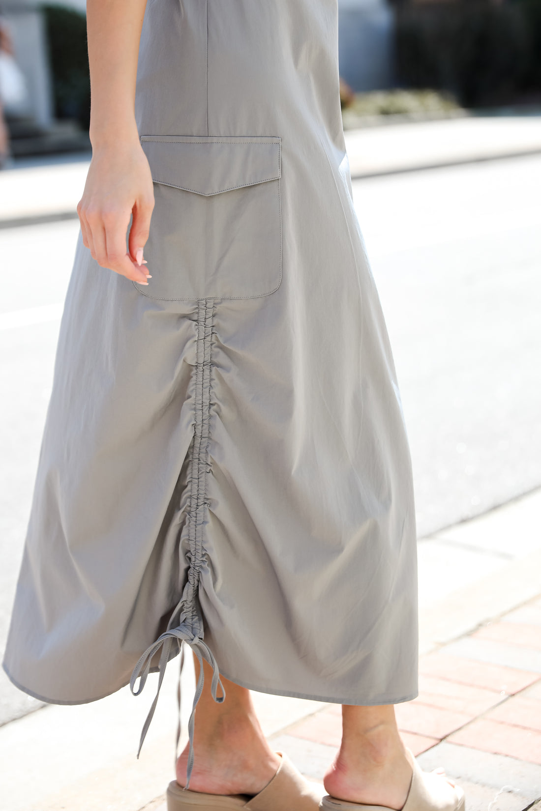 trendy Grey Cargo Maxi Dress