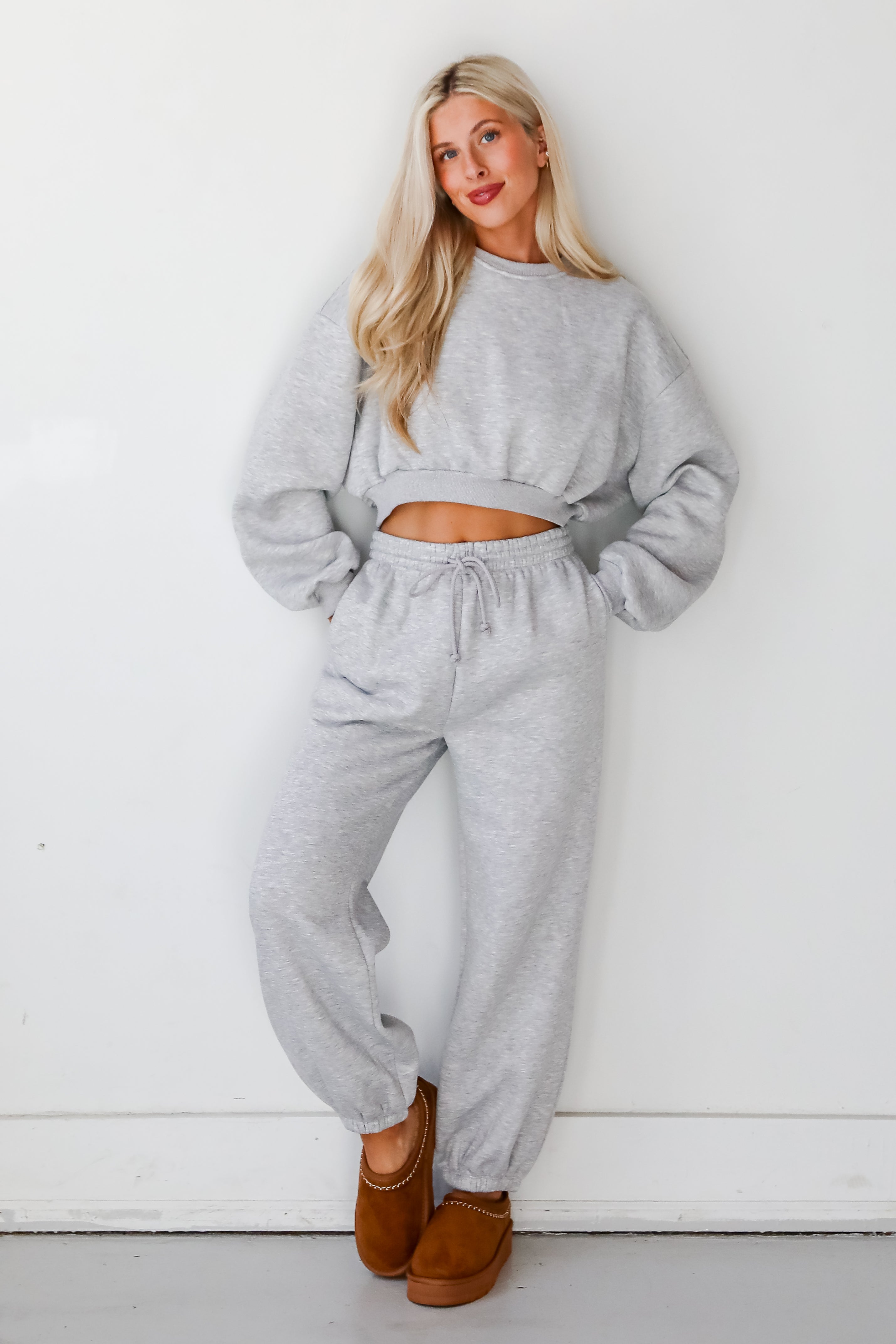 Snuggly Style Heather Grey Fleece Joggers