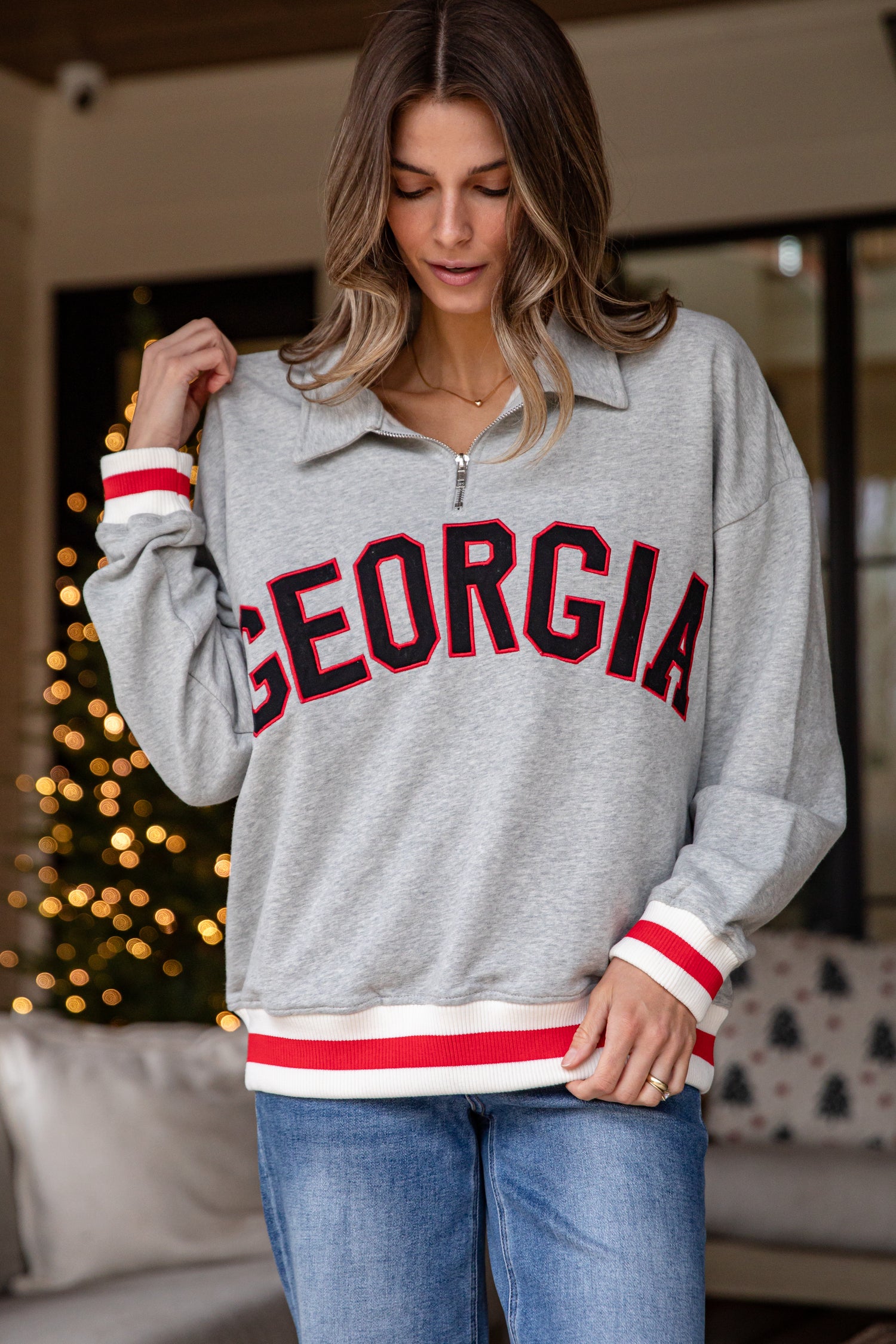 Heather Grey Georgia Quarter Zip Pullover
