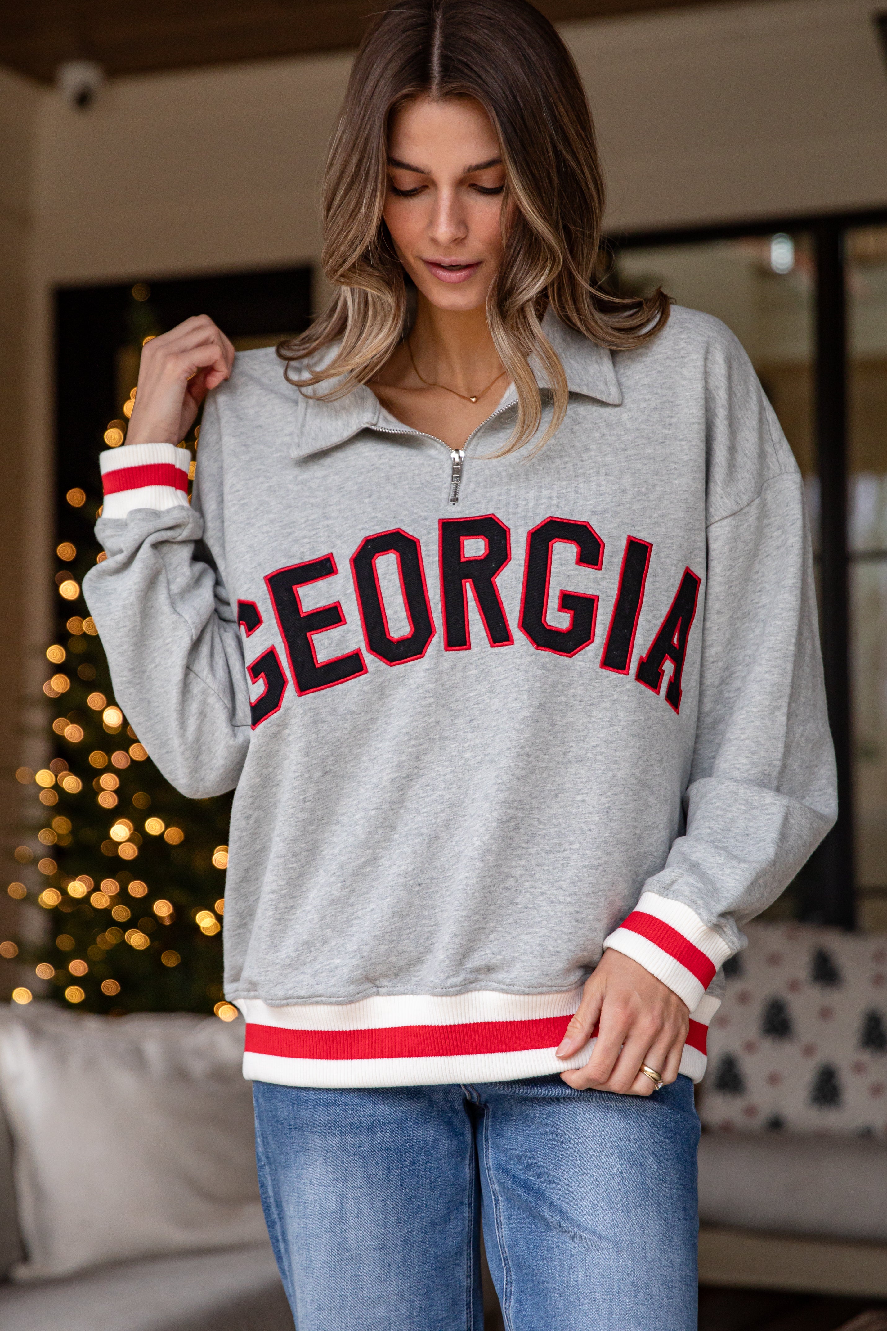 Heather Grey Georgia Quarter Zip Pullover