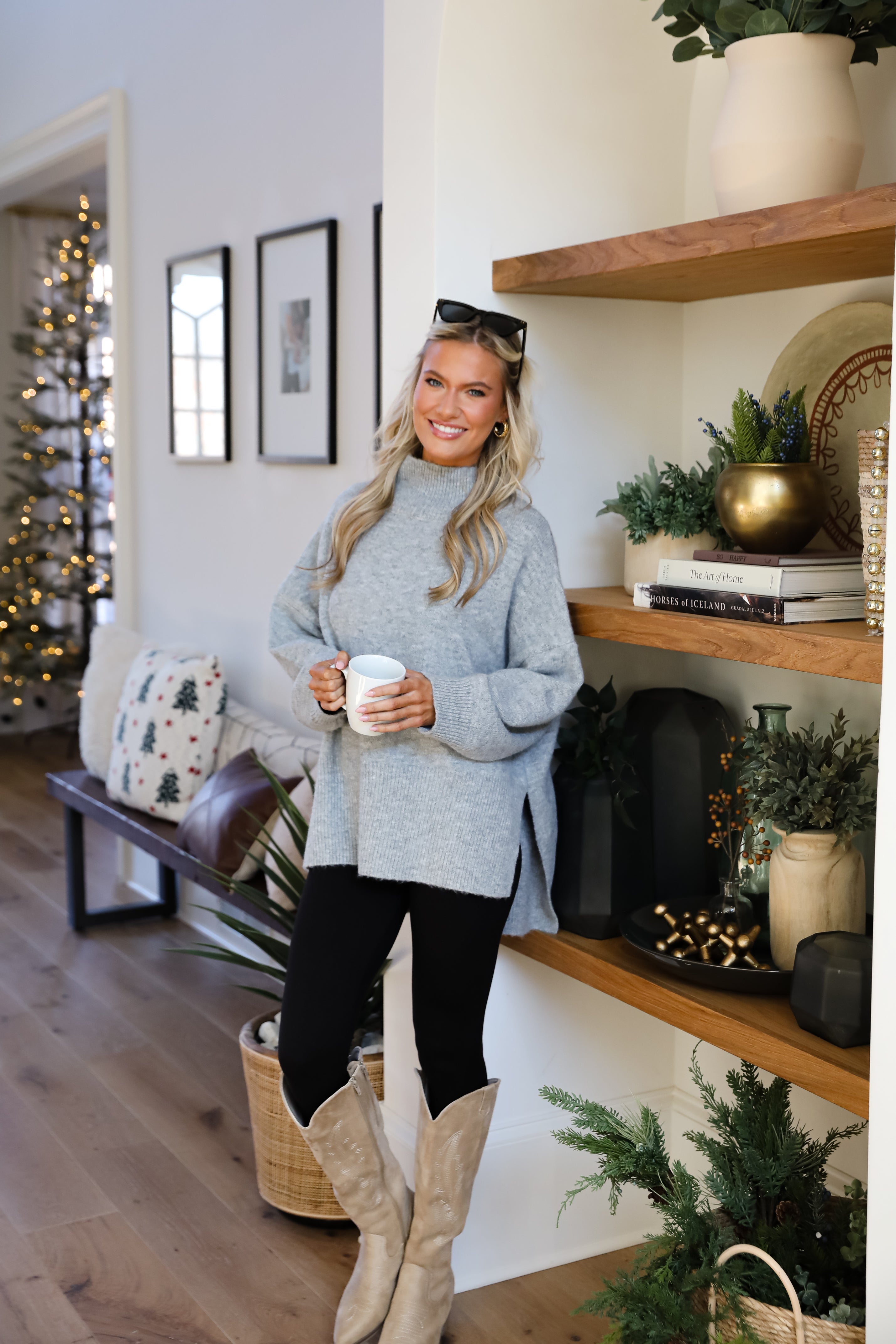 Winter Classic Heather Grey Mock Neck Oversized Sweater