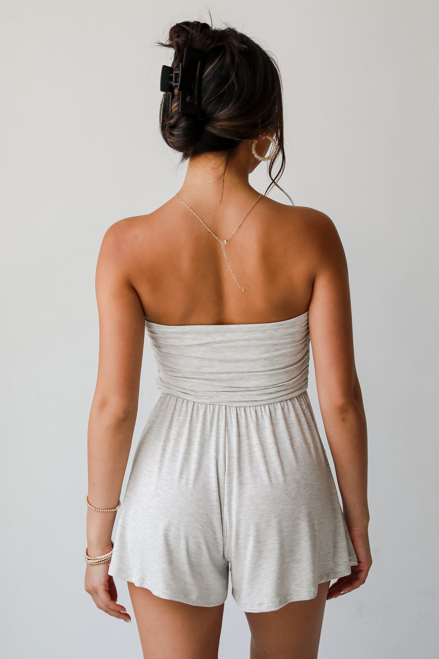 Effortless Upgrade Heather Grey Strapless Romper