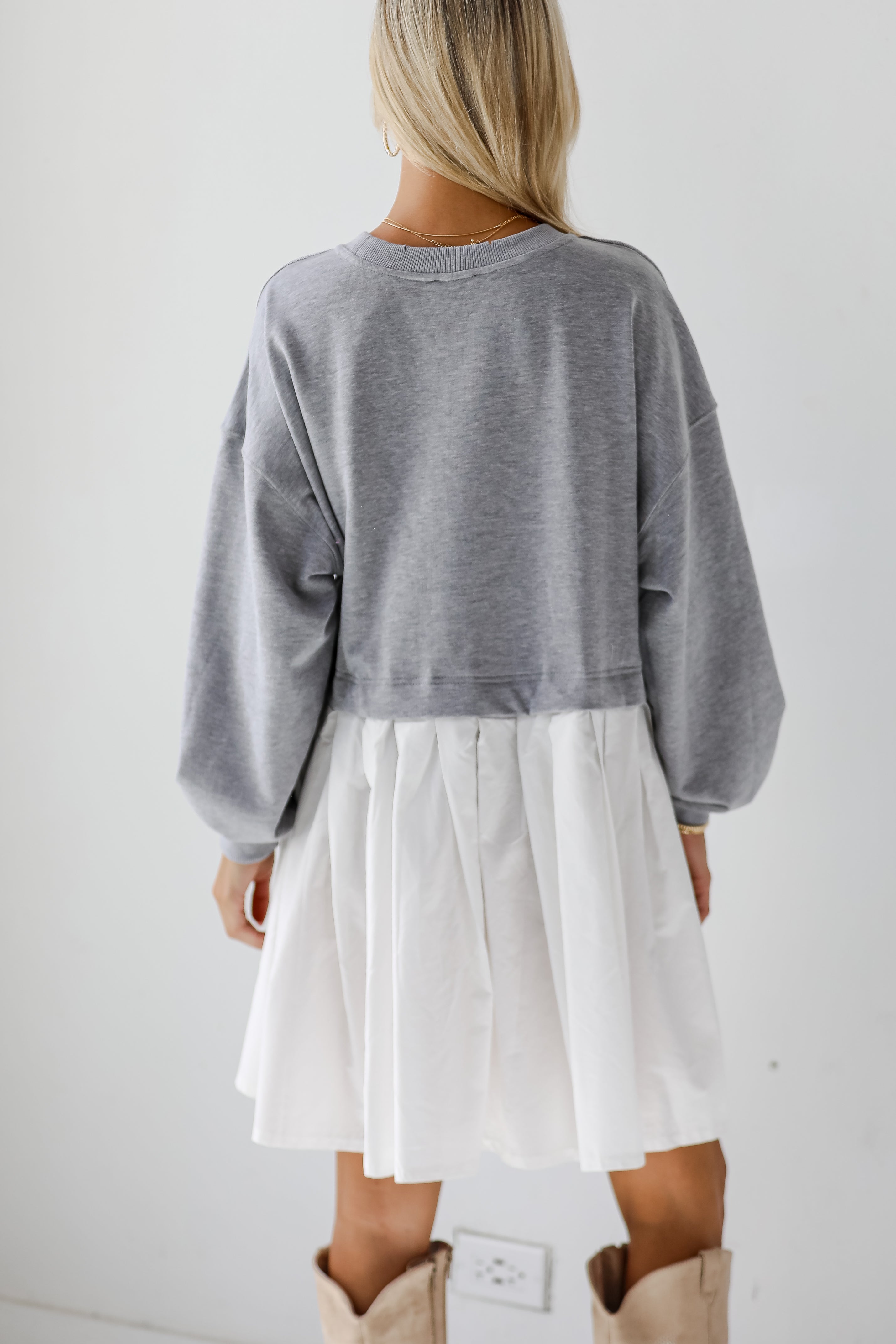 Contemporary Elegance Heather Grey Sweatshirt Dress