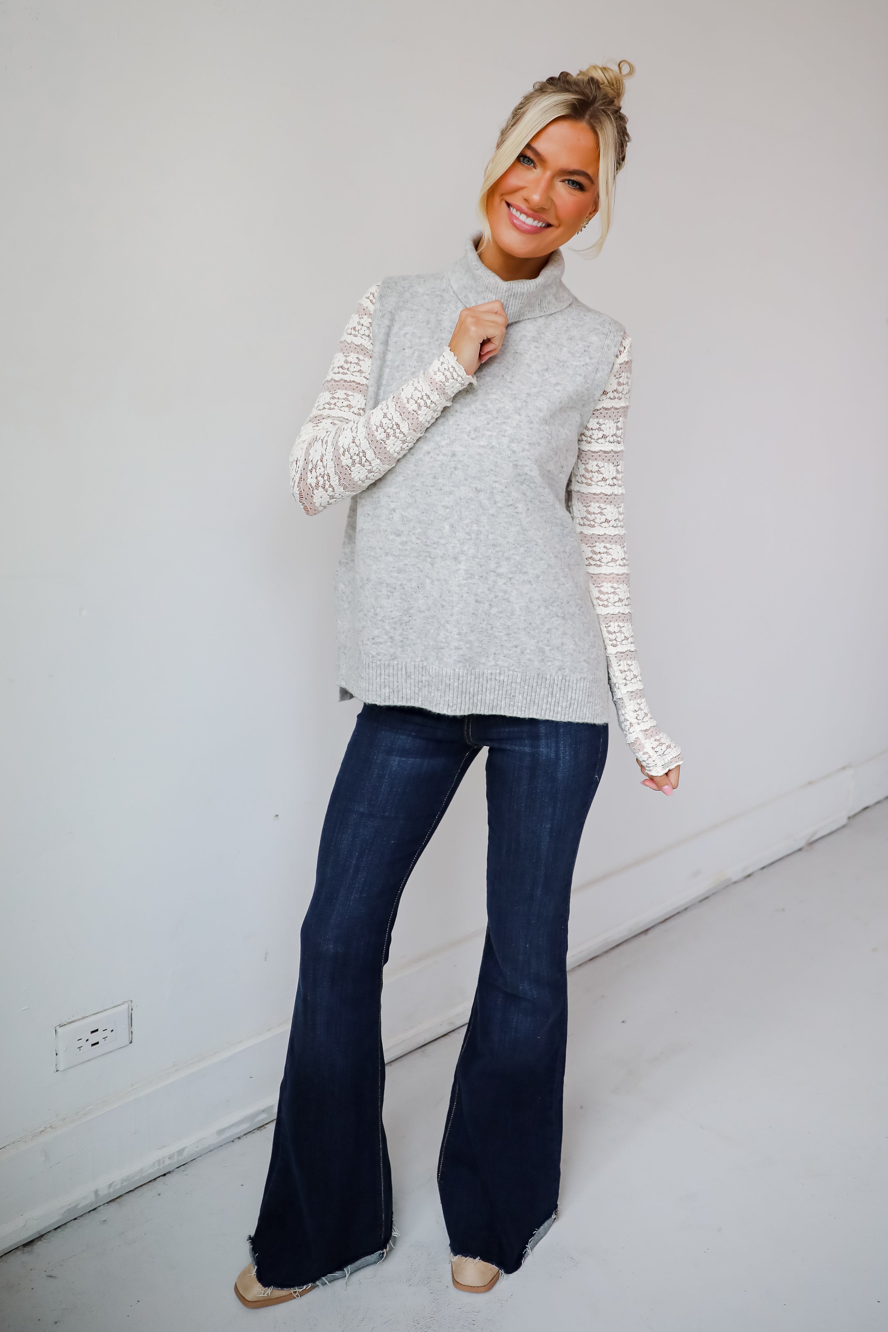 Perfectly Toasty Heather Grey Turtleneck Sweater Top