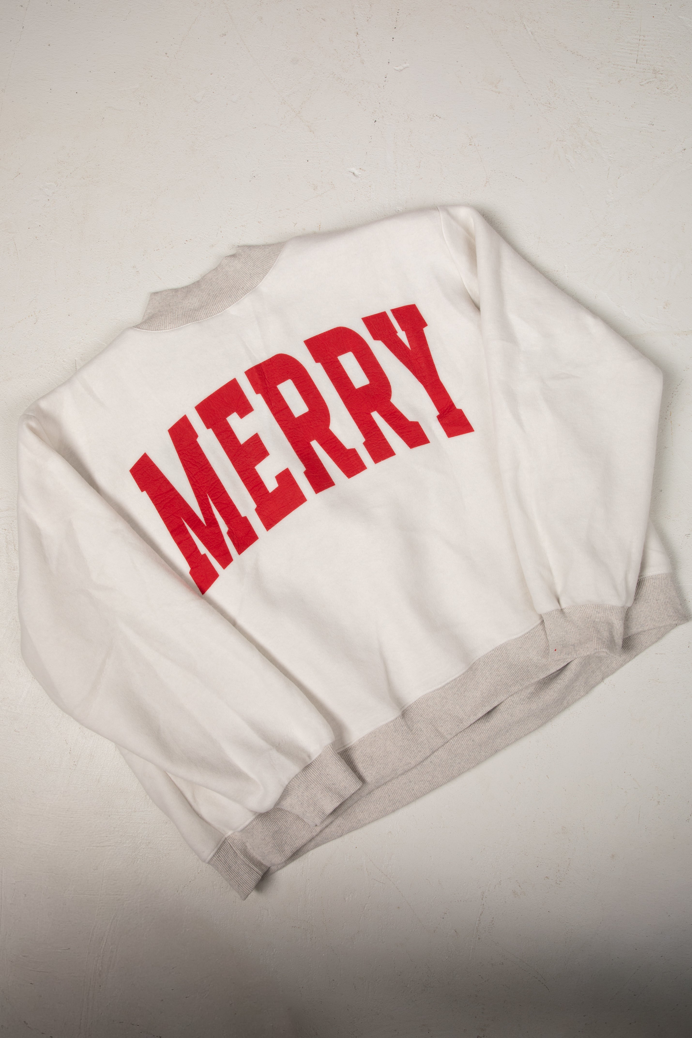 White sweatshirt with red &
