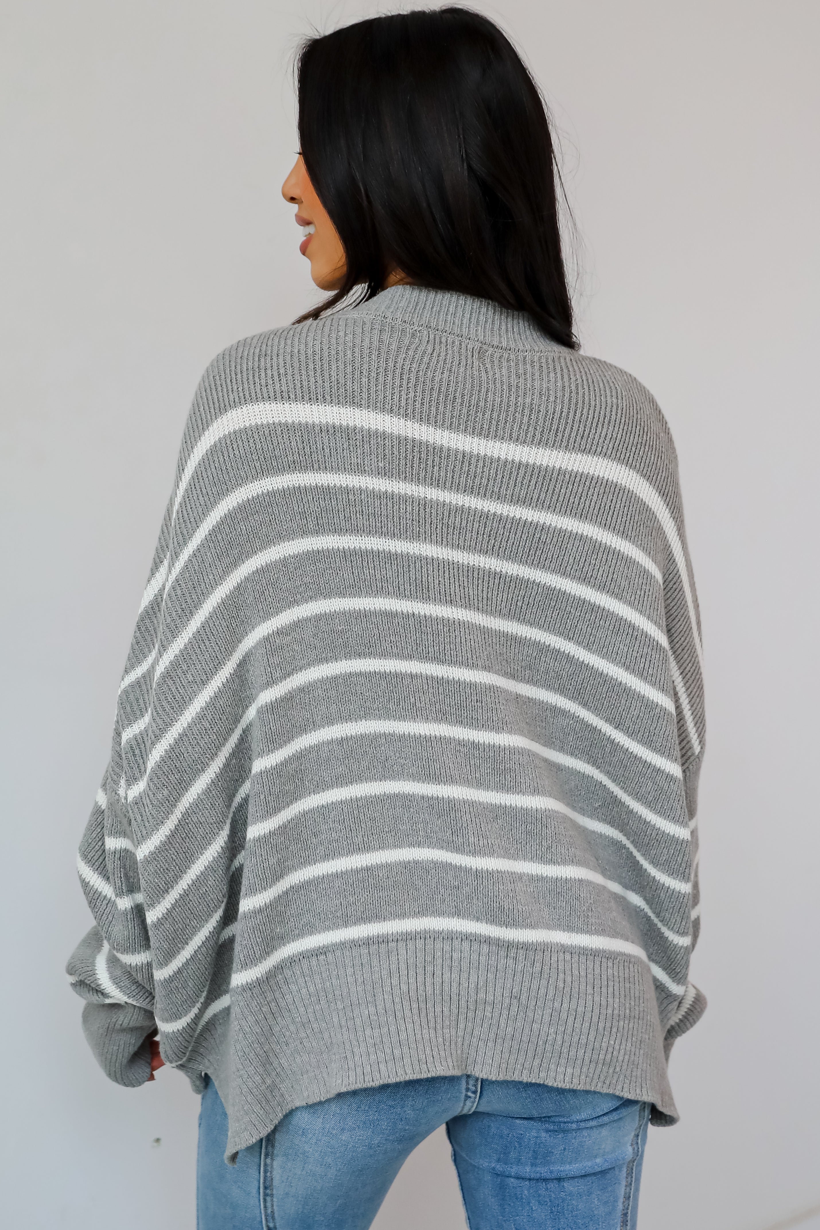 Favorite Potential Heather Grey Striped Sweater