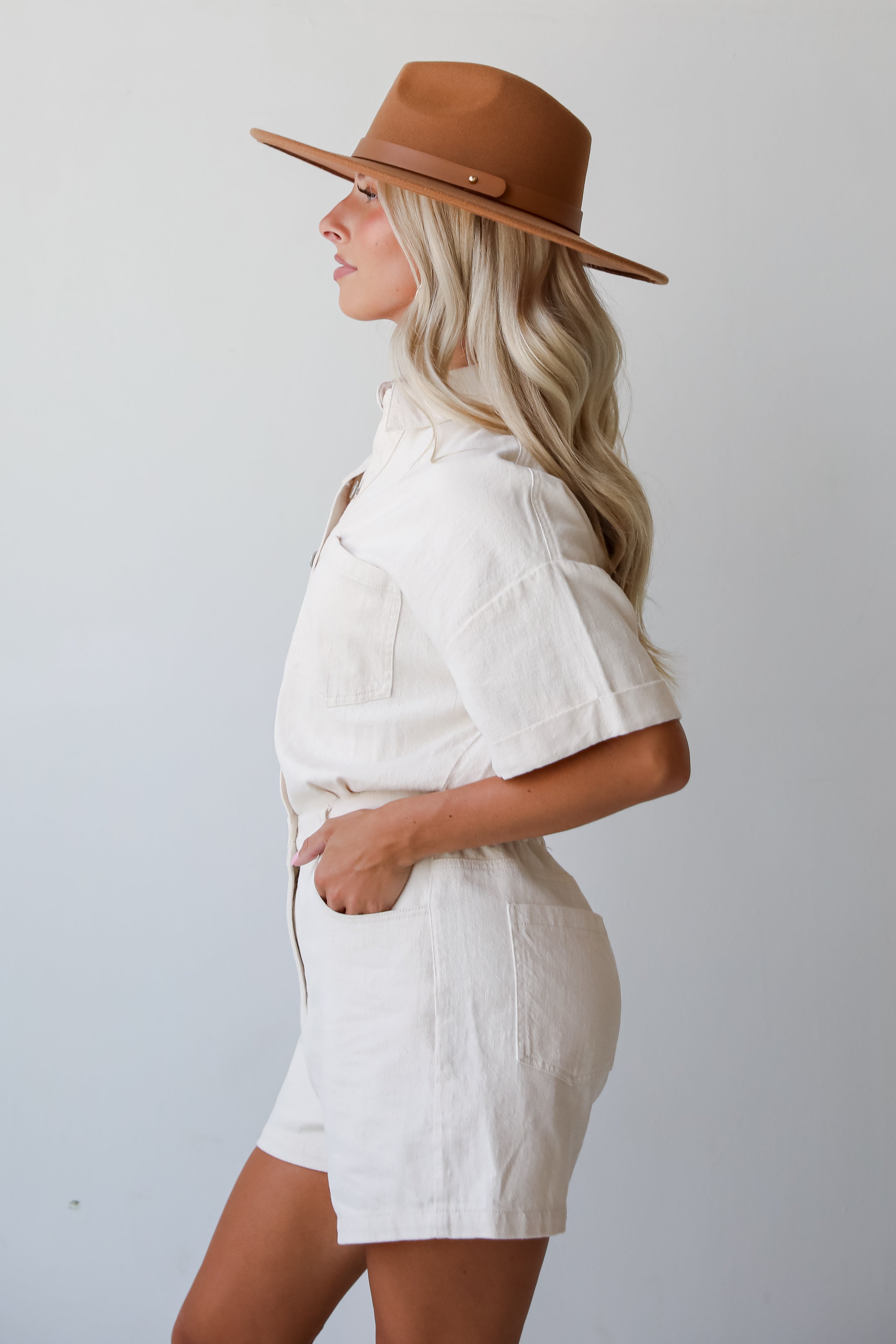 Appealing Perfection Ivory Denim Romper