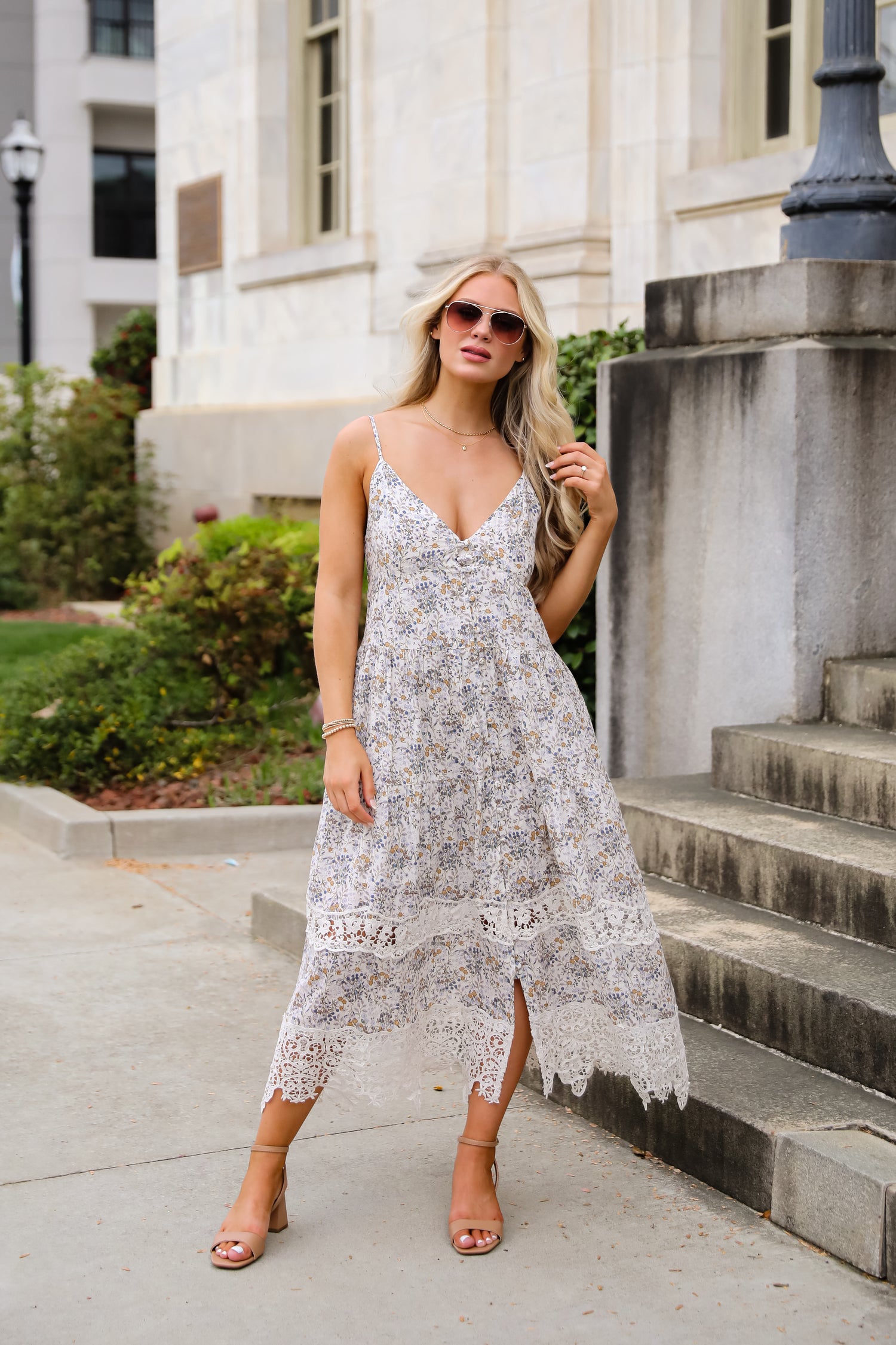 Feel The Sunshine Ivory Floral Maxi Dress