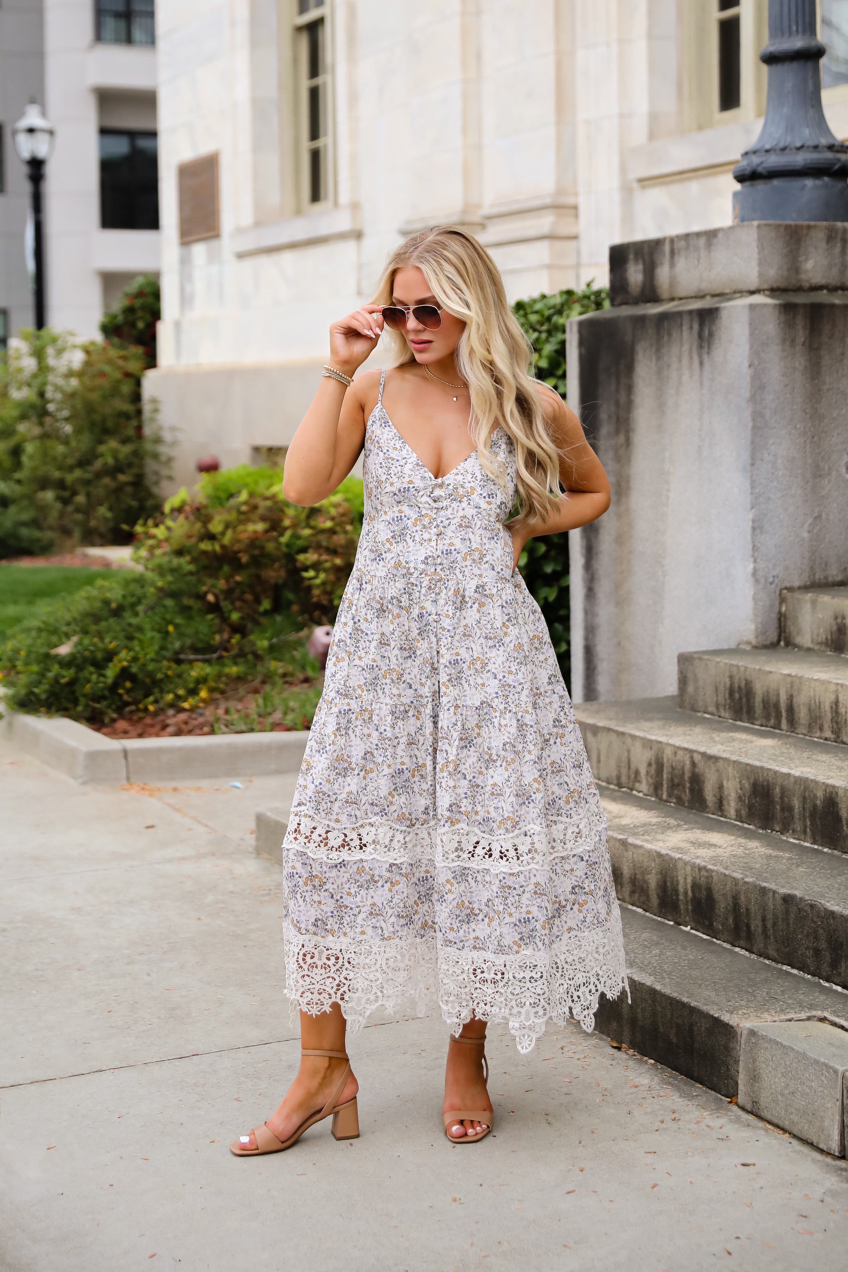 Feel The Sunshine Ivory Floral Maxi Dress