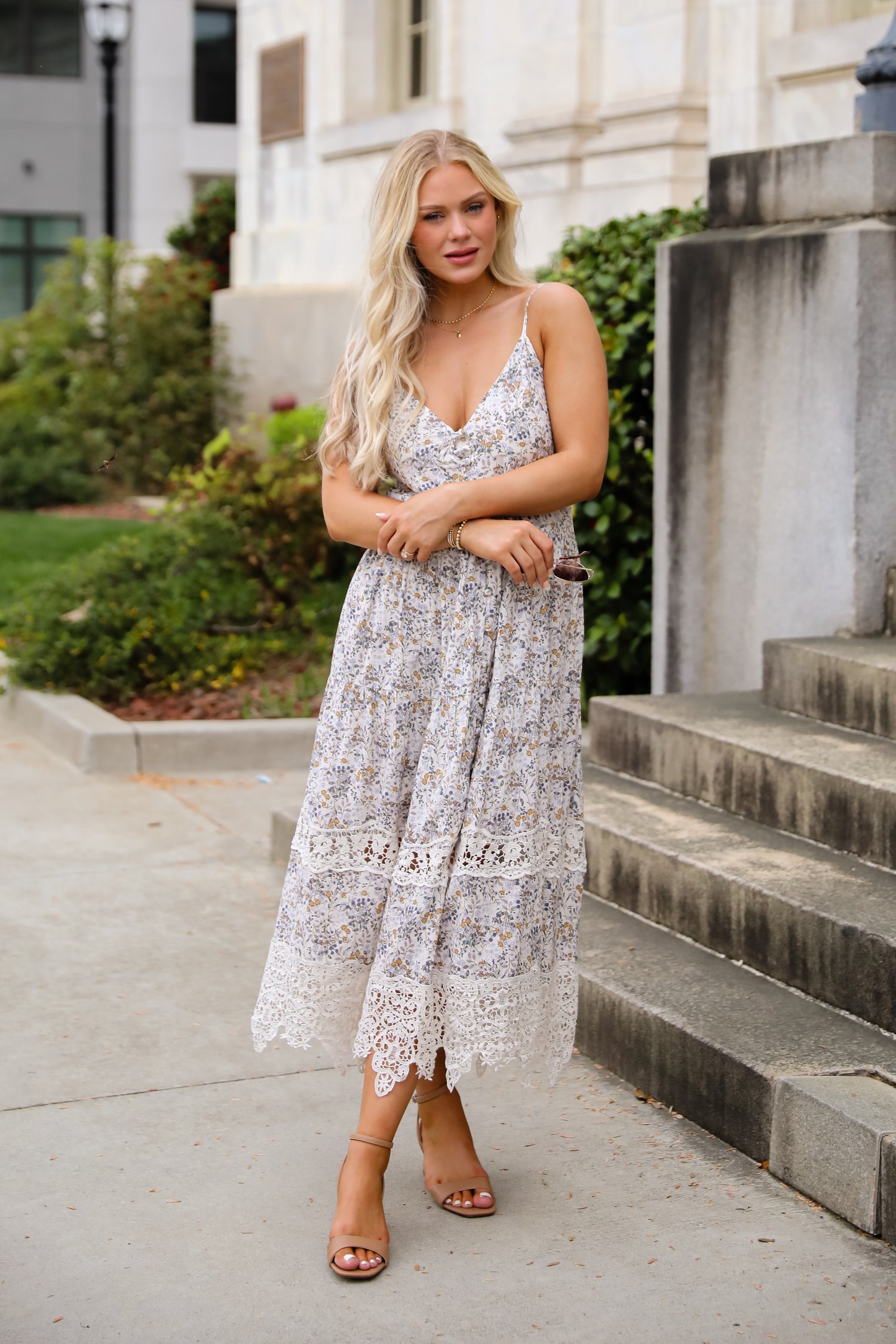 Feel The Sunshine Ivory Floral Maxi Dress