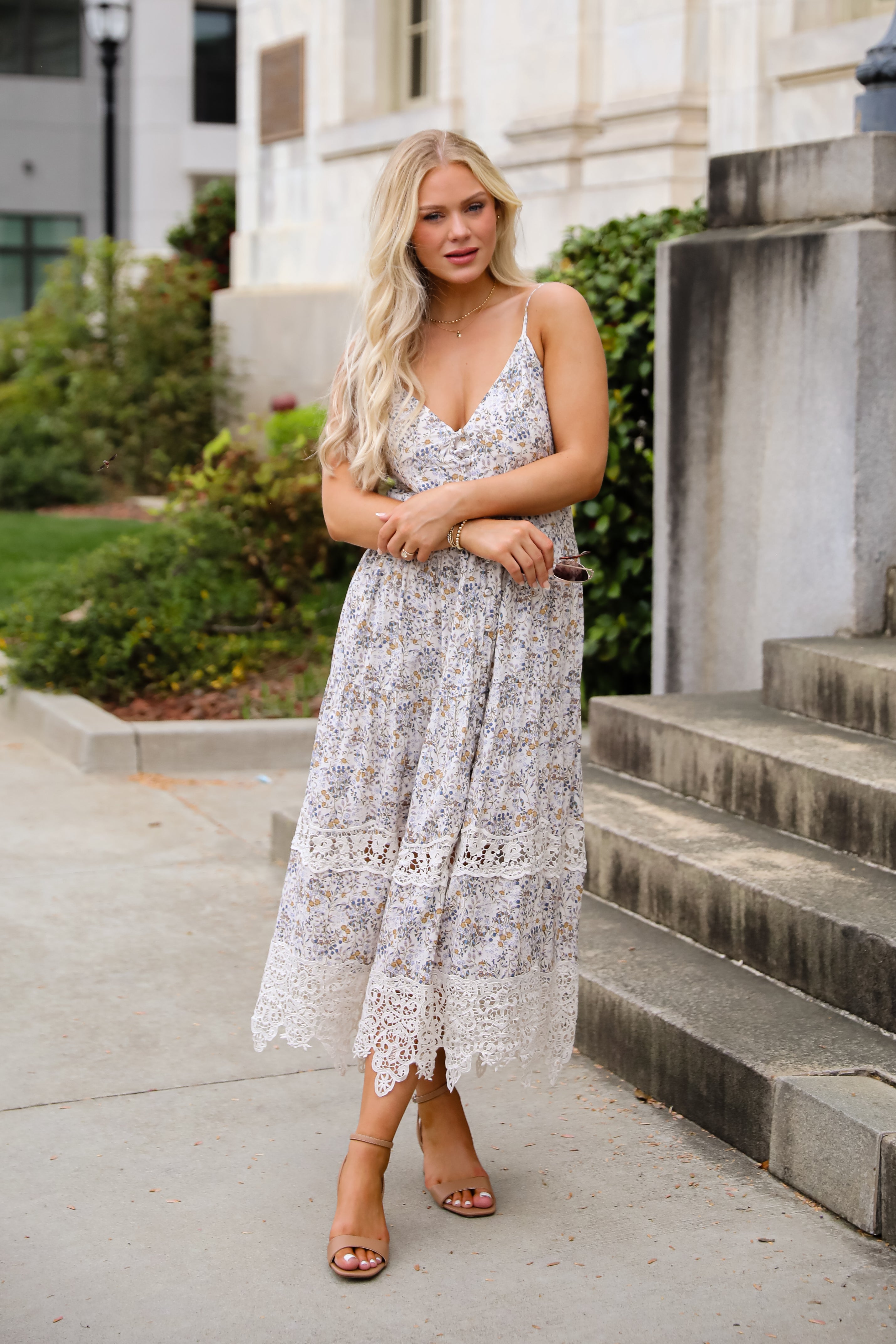 Feel The Sunshine Ivory Floral Maxi Dress