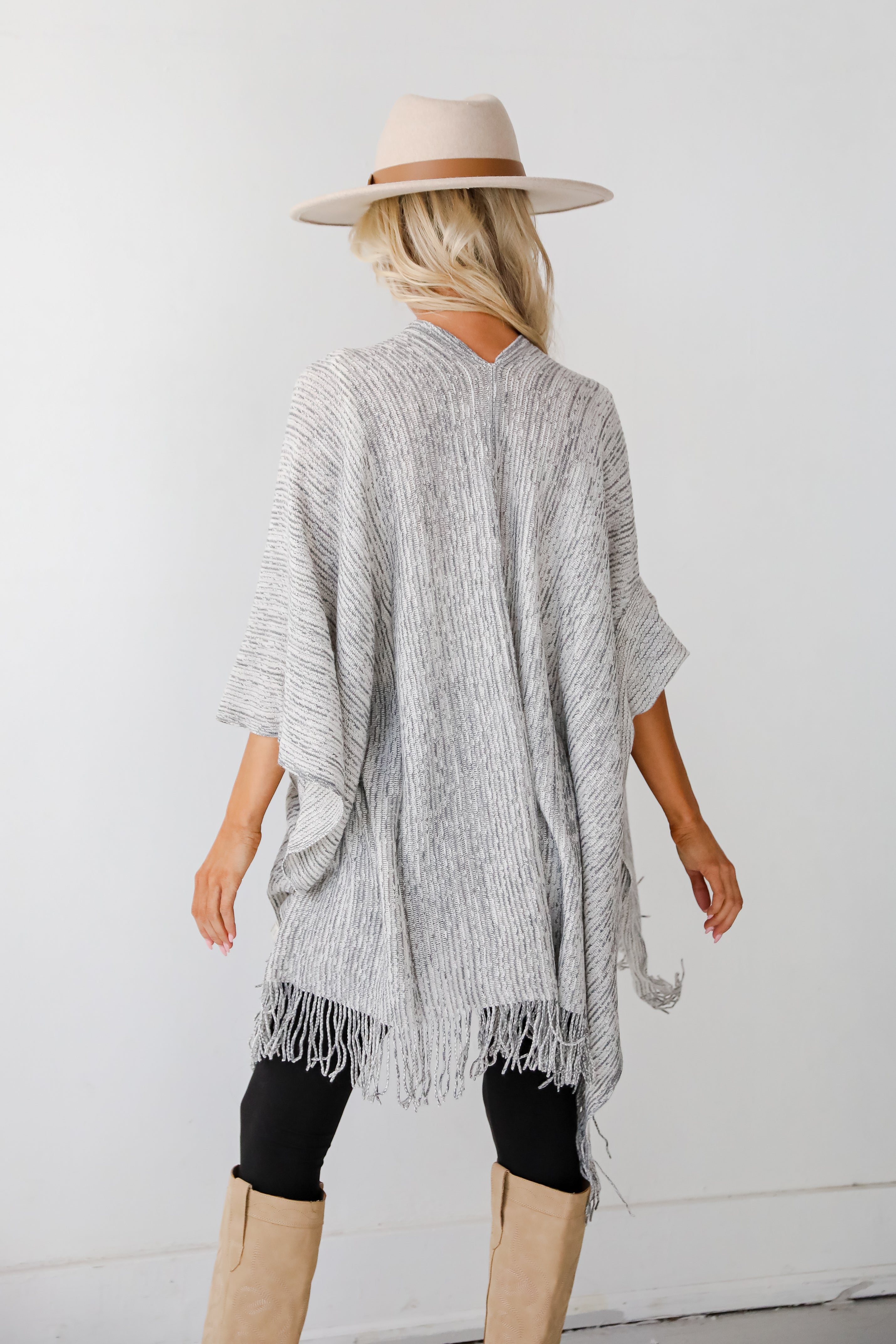 Cozy Afternoon Ivory Knit Fringe Shawl