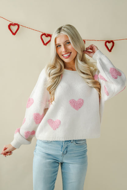 Serene Sweetness Ivory Heart Sweater