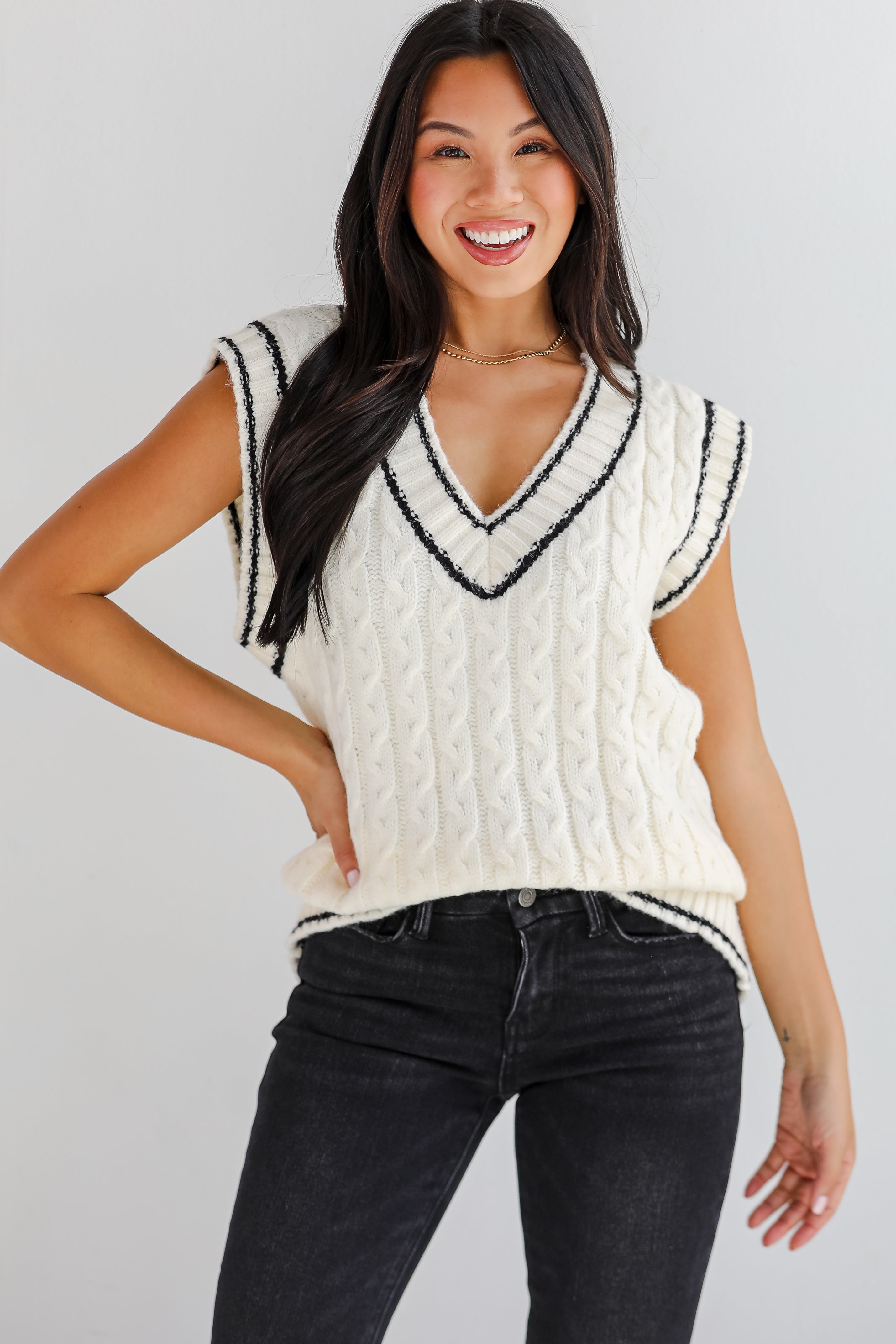 Posh Scholar Cable Knit Sweater Vest