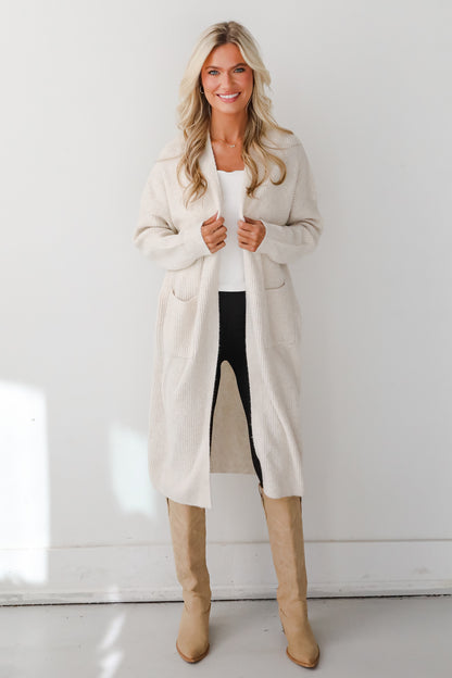 Memorably Charming Ivory Longline Sweater Cardigan