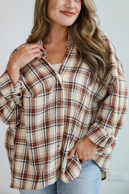 Adorably Classic Beige Plaid Flannel