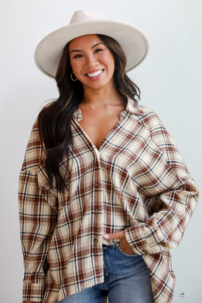 Adorably Classic Beige Plaid Flannel