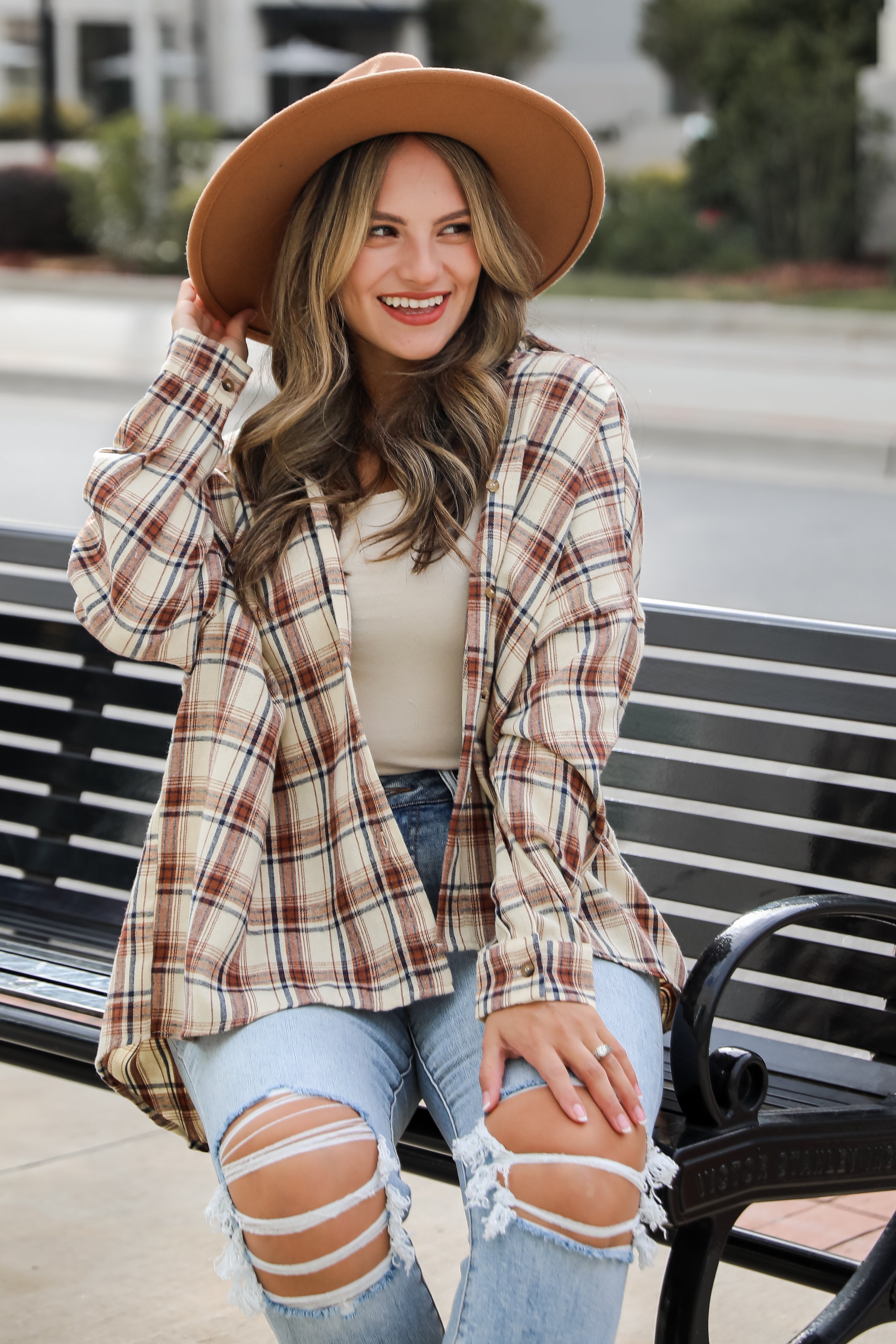 Adorably Classic Beige Plaid Flannel