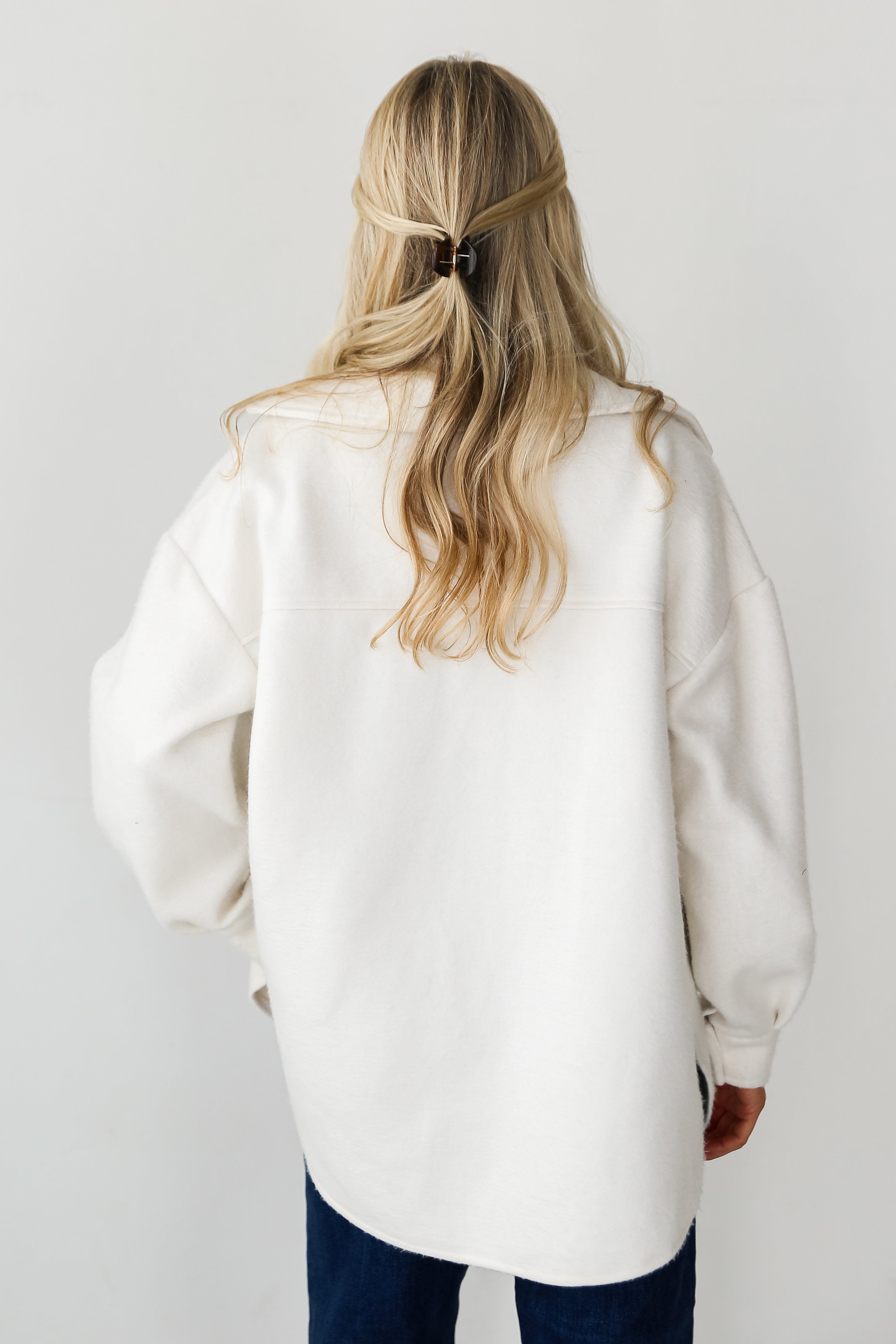 Ivory Shacket back view