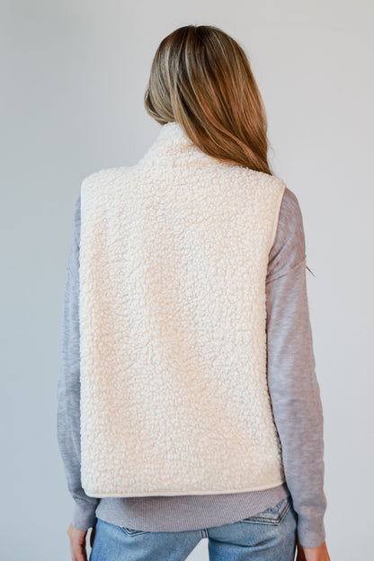 Ivory Sherpa Vest back view
