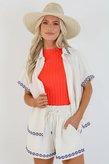 Mykonos Memories Ivory Shorts