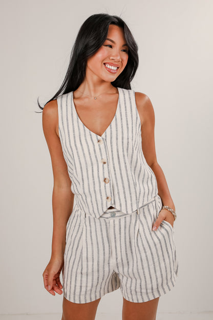 Catching Compliments Ivory Striped Vest