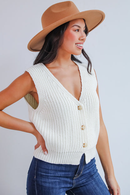 Cozy Guarantee Ivory Sweater Vest