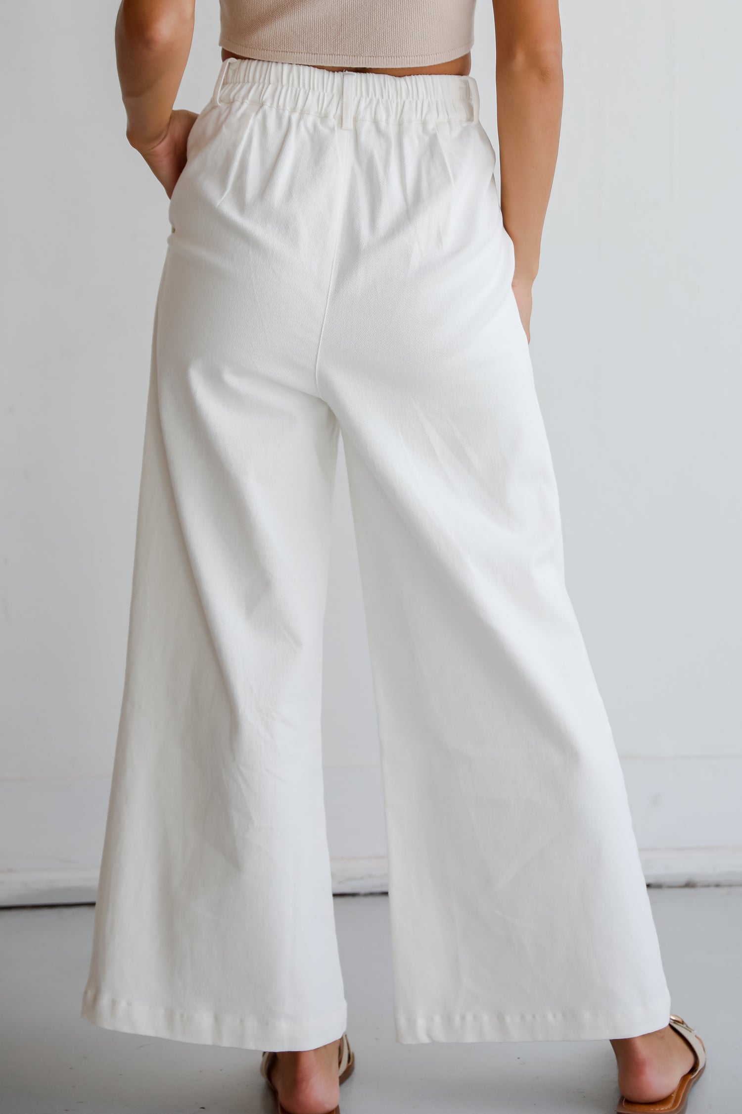 Posh Intent Ivory Wide Leg Trouser Jeans