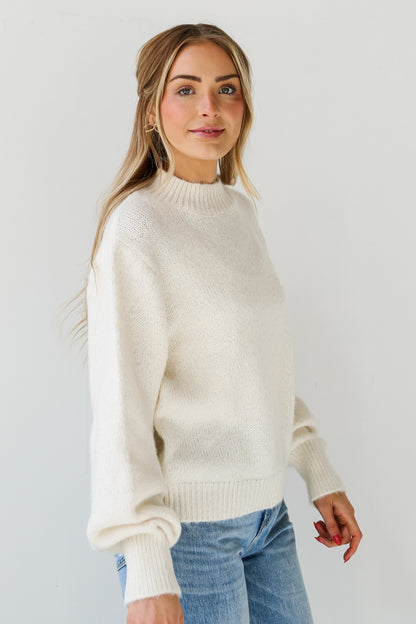 mock neck Ivory Oversized Sweater