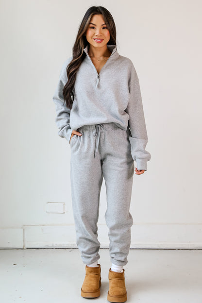 grey Fleece Jogger Sweatpants front view