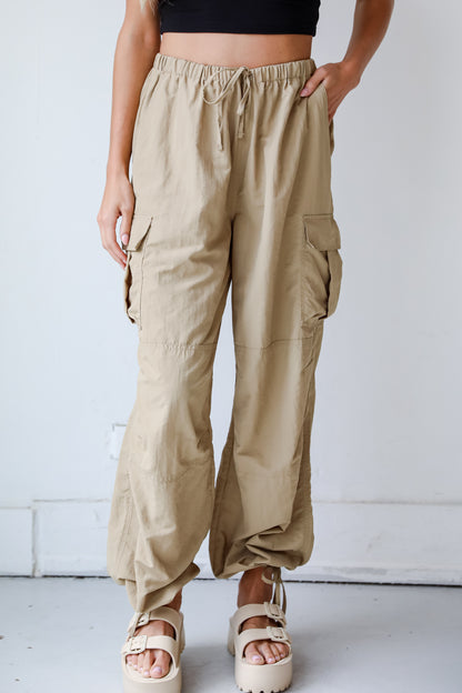 high waisted Khaki Cargo Pants