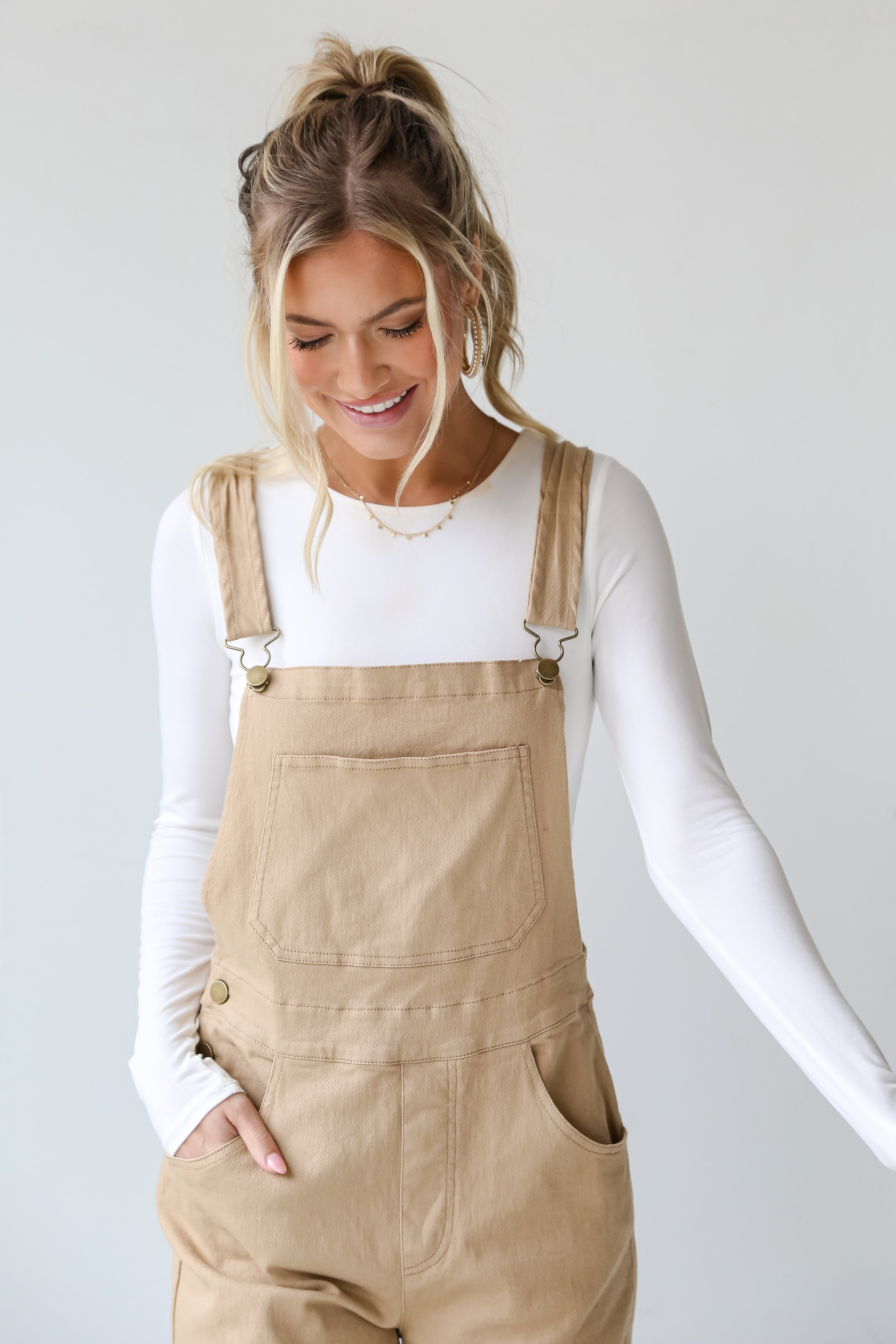 Khaki Overalls close up