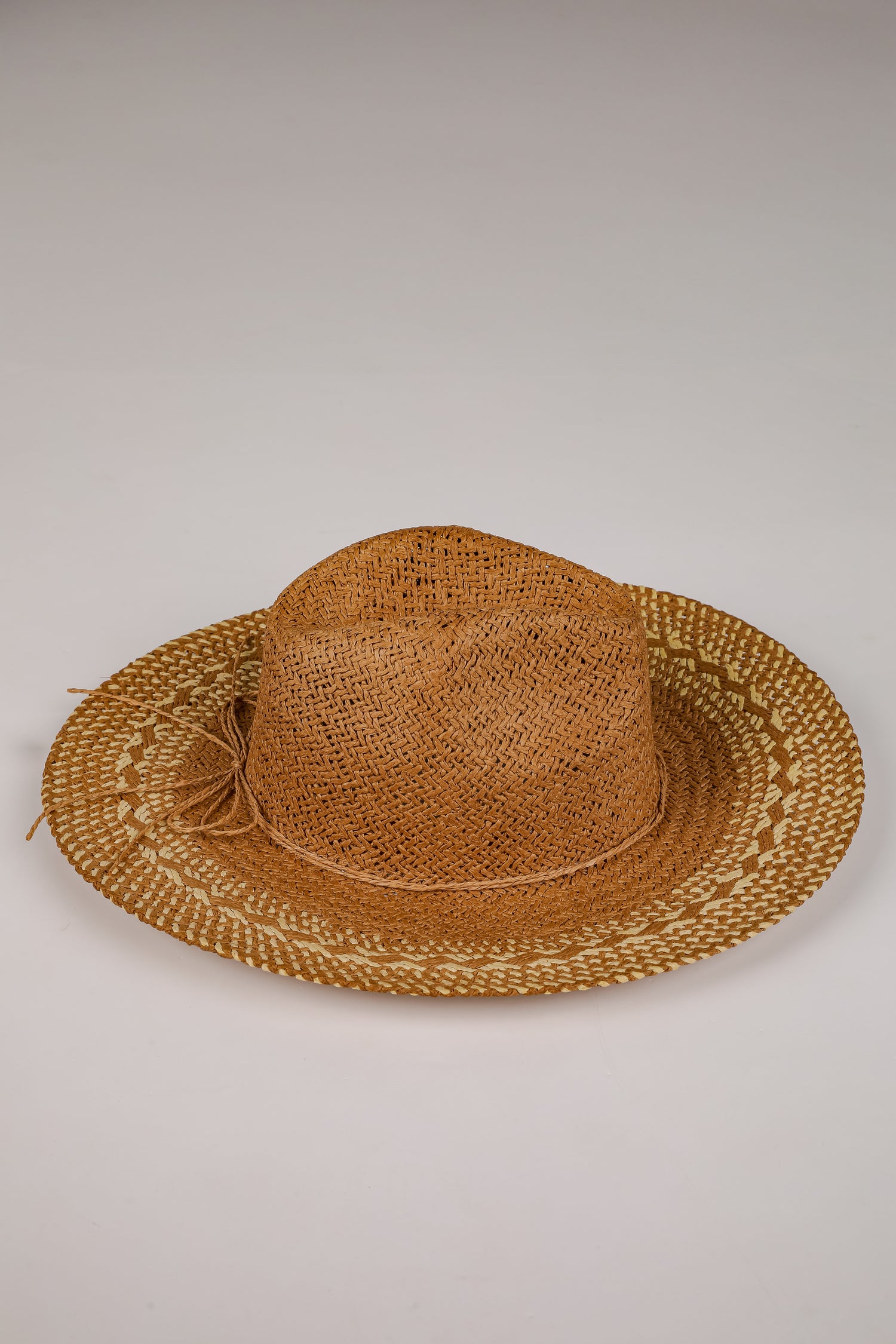 Heading Seaside Khaki Straw Fedora Wide Brim Hat