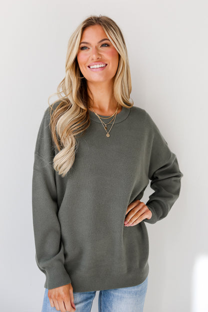 sage green Oversized Sweater