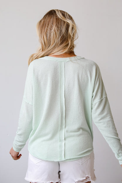 mint green Long Sleeve Knit Tee