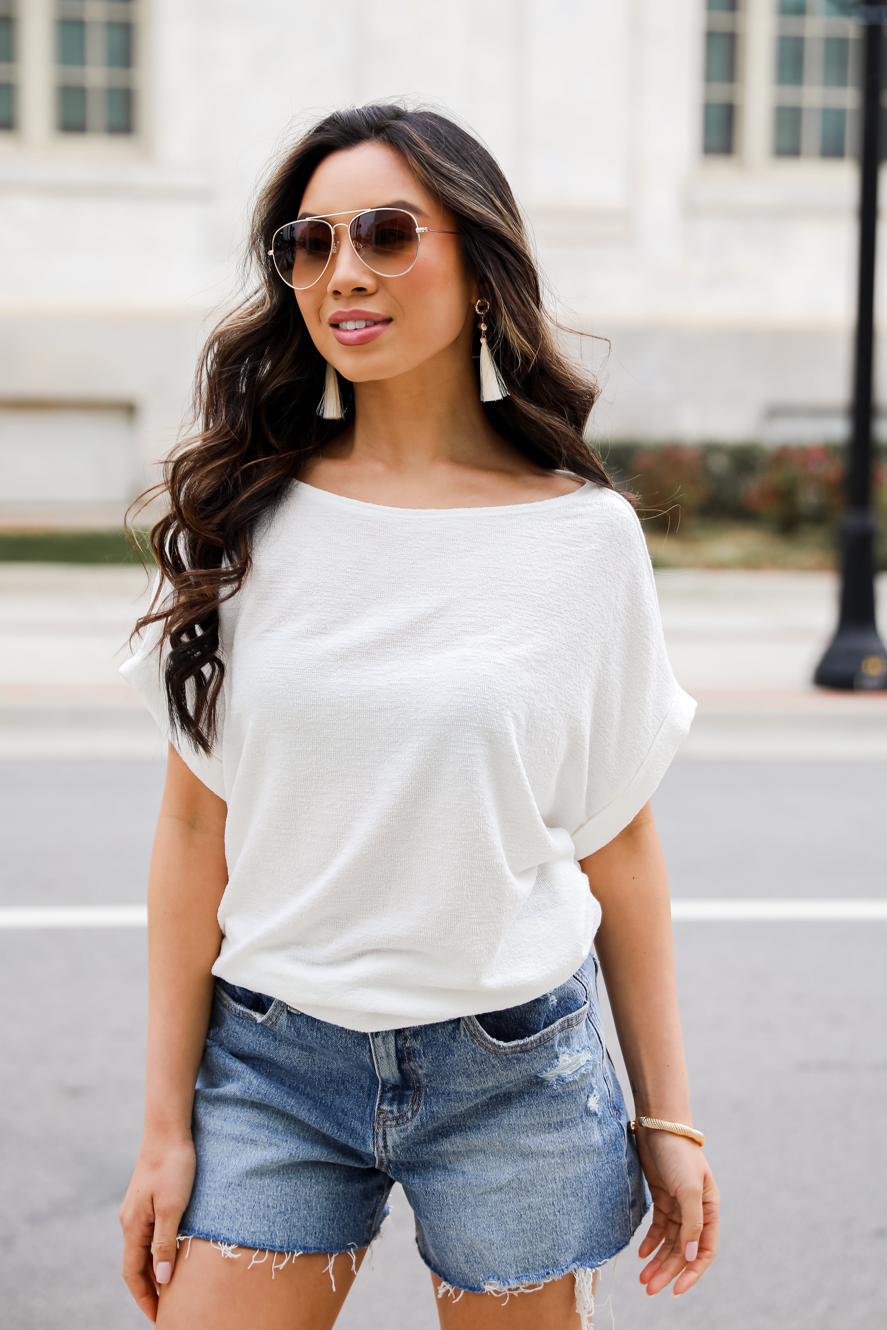 basic white Knit Tee