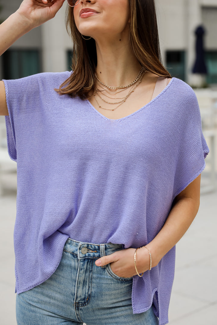 purple knit tee