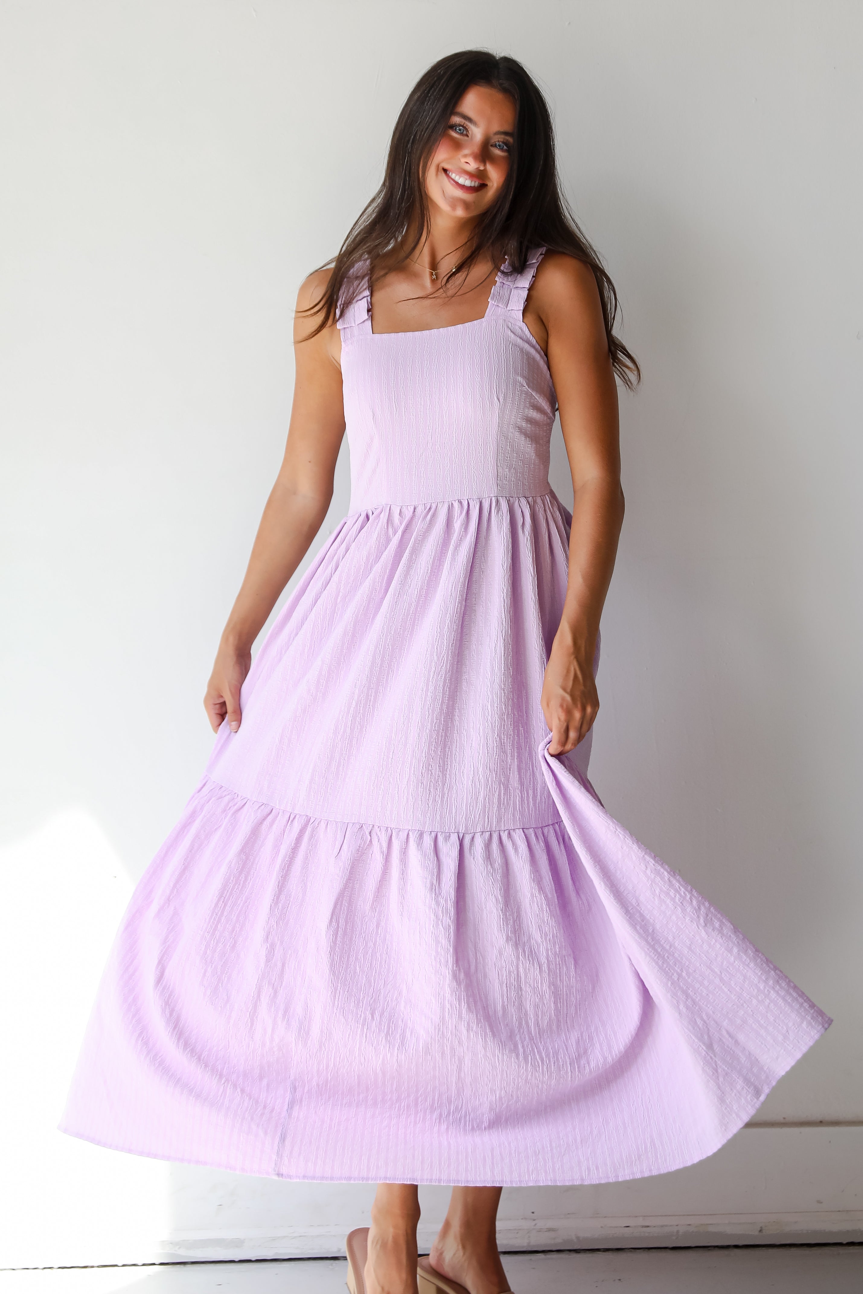 Truly Magnetic Lavender Tiered Maxi Dress