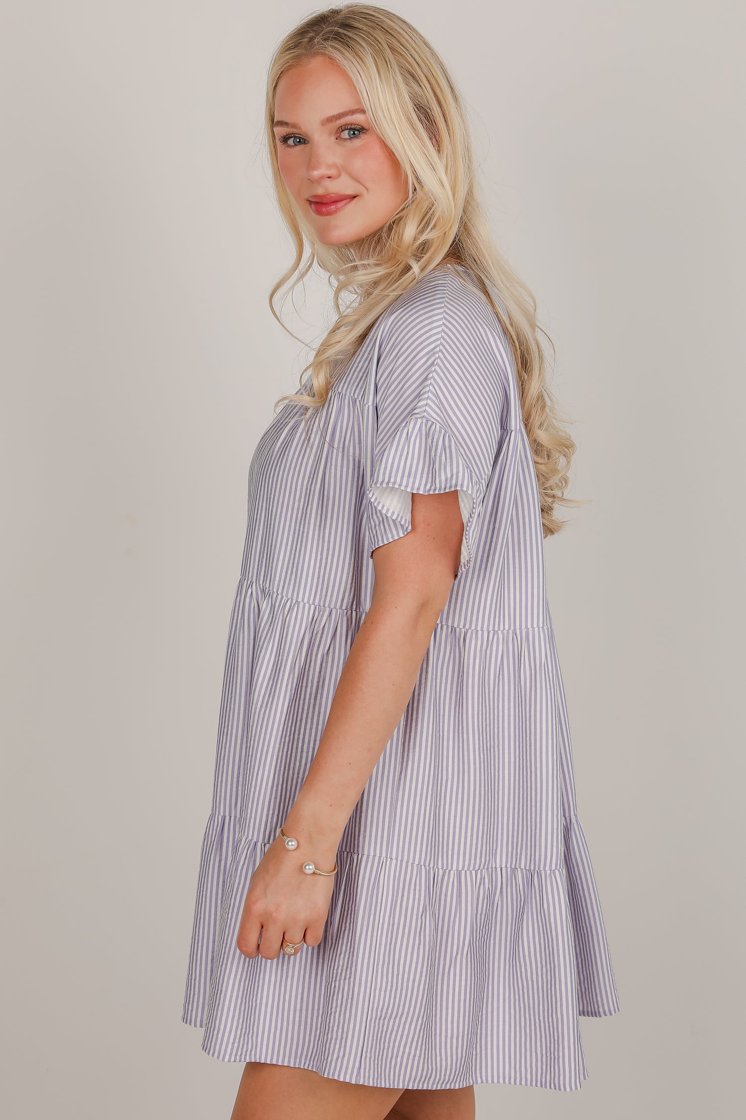 Perfect Pace Striped Tiered Mini Dress