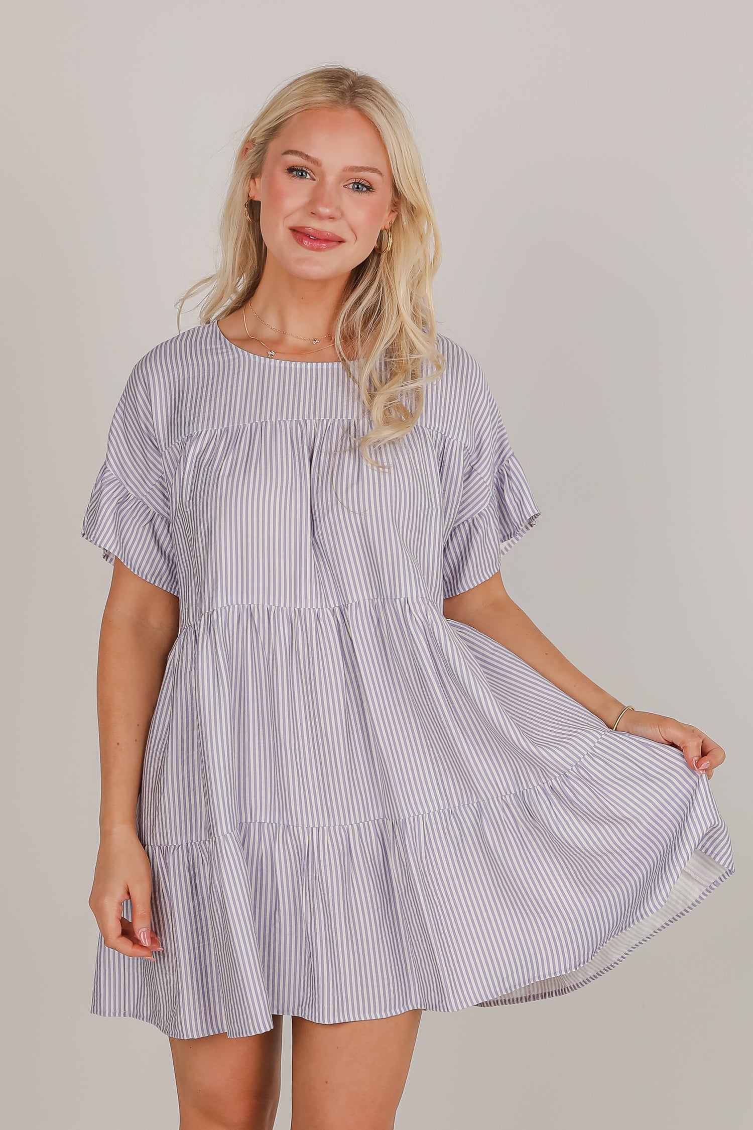 Perfect Pace Striped Tiered Mini Dress