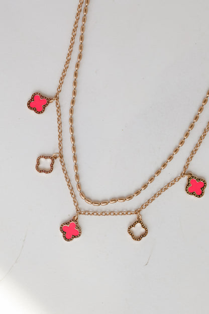 Hayden Gold Layered Chain Necklace pink jewelry