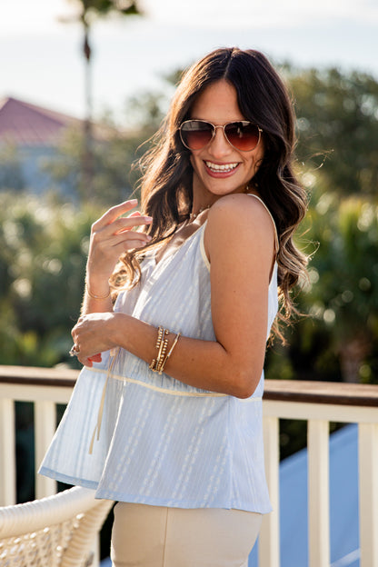 Freshly Picked Peplum Light Blue Tank Top