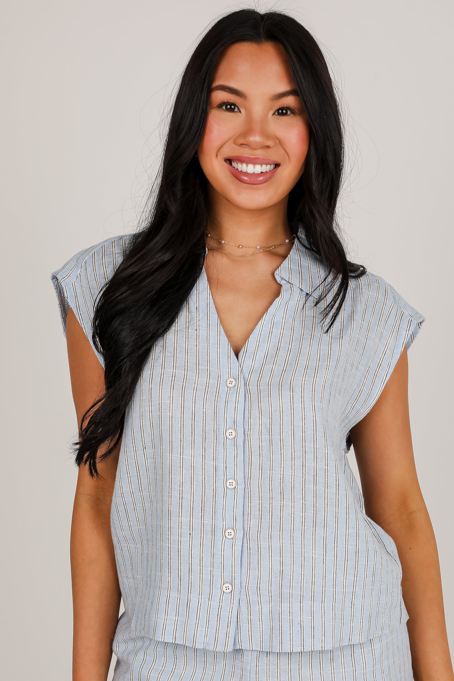 The Way It Is Light Blue Striped Blouse