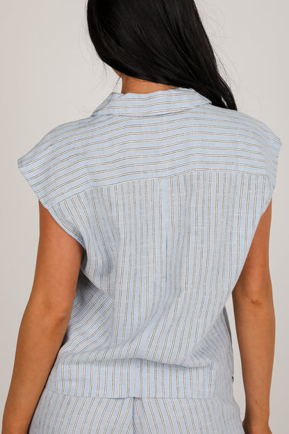The Way It Is Light Blue Striped Blouse
