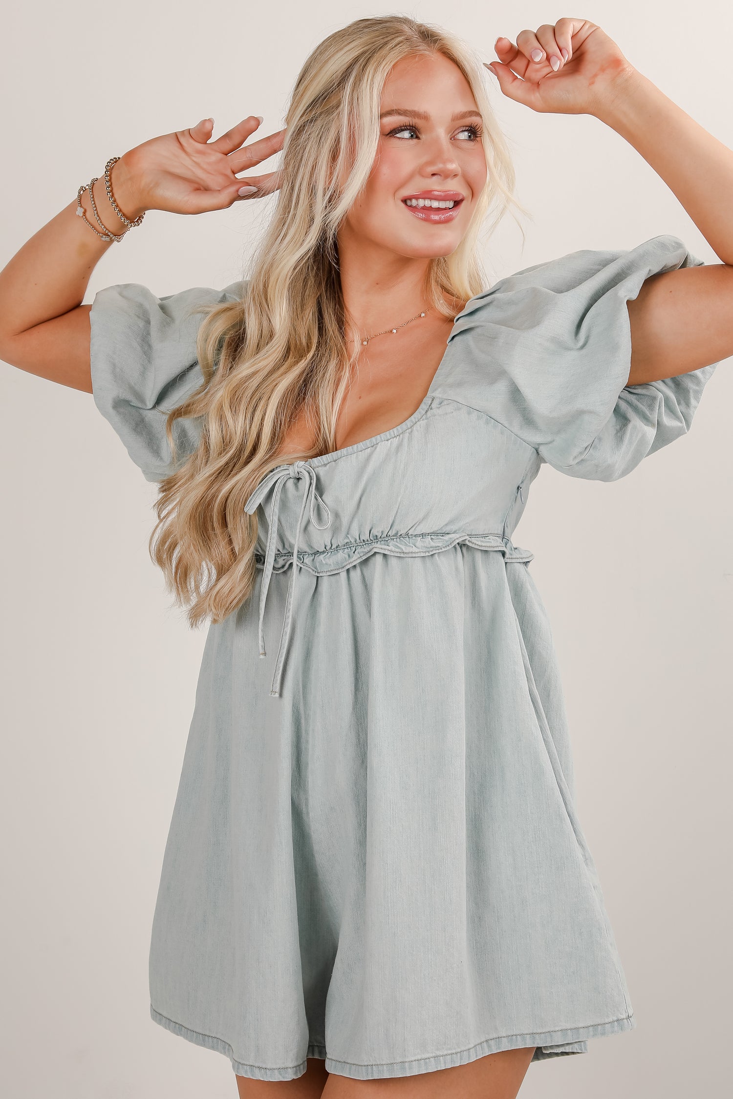 Be Yourself Light Wash Denim Romper