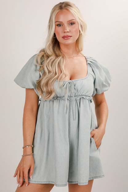 Be Yourself Light Wash Denim Romper