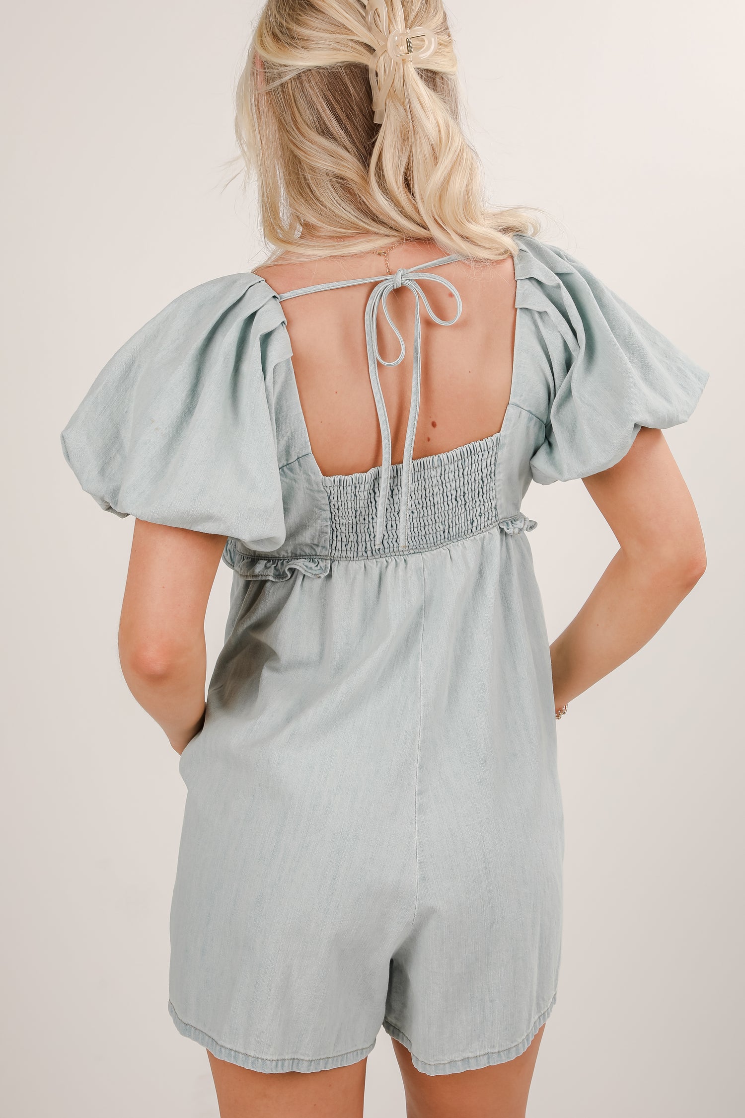 Be Yourself Light Wash Denim Romper